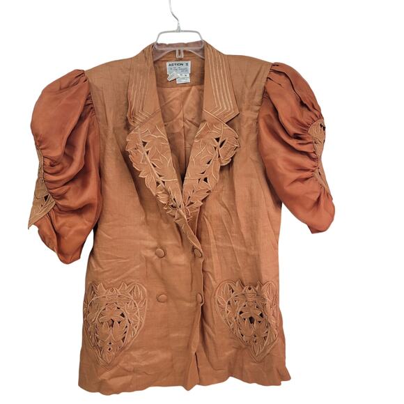 Vintage Action I by Jay Daniels New York Orange Blazer Embroidered Size 18 - Picture 1 of 8